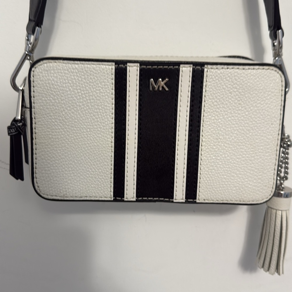 Michael Kors White and Black Crossbody Camera Bag